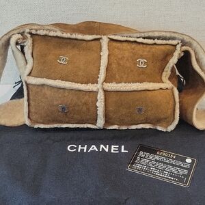 Chanel Leather & Sherpa Wool Shoulder Bag